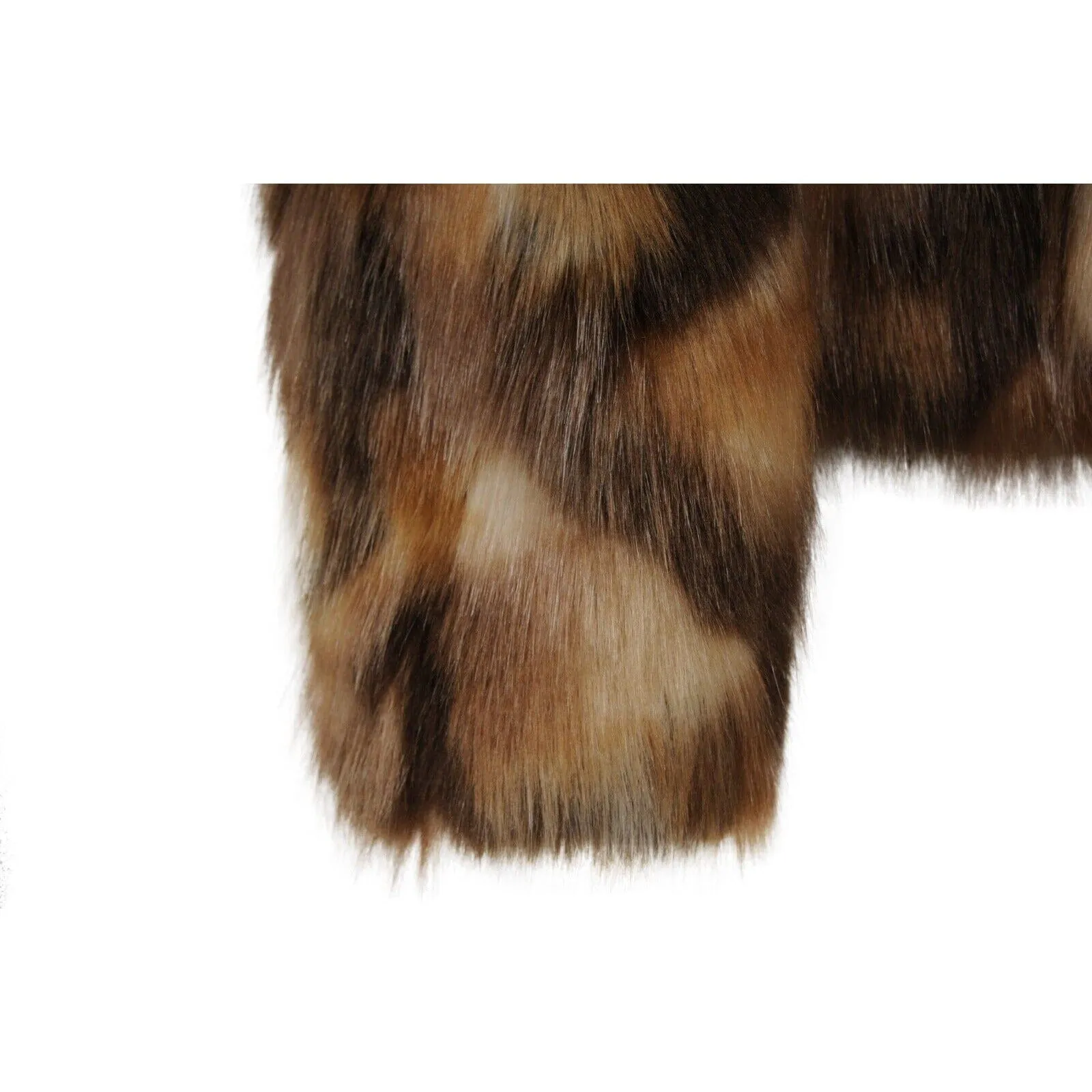 Men Double Breasted Faux Fur Coat Brown Tan Jacket Coat