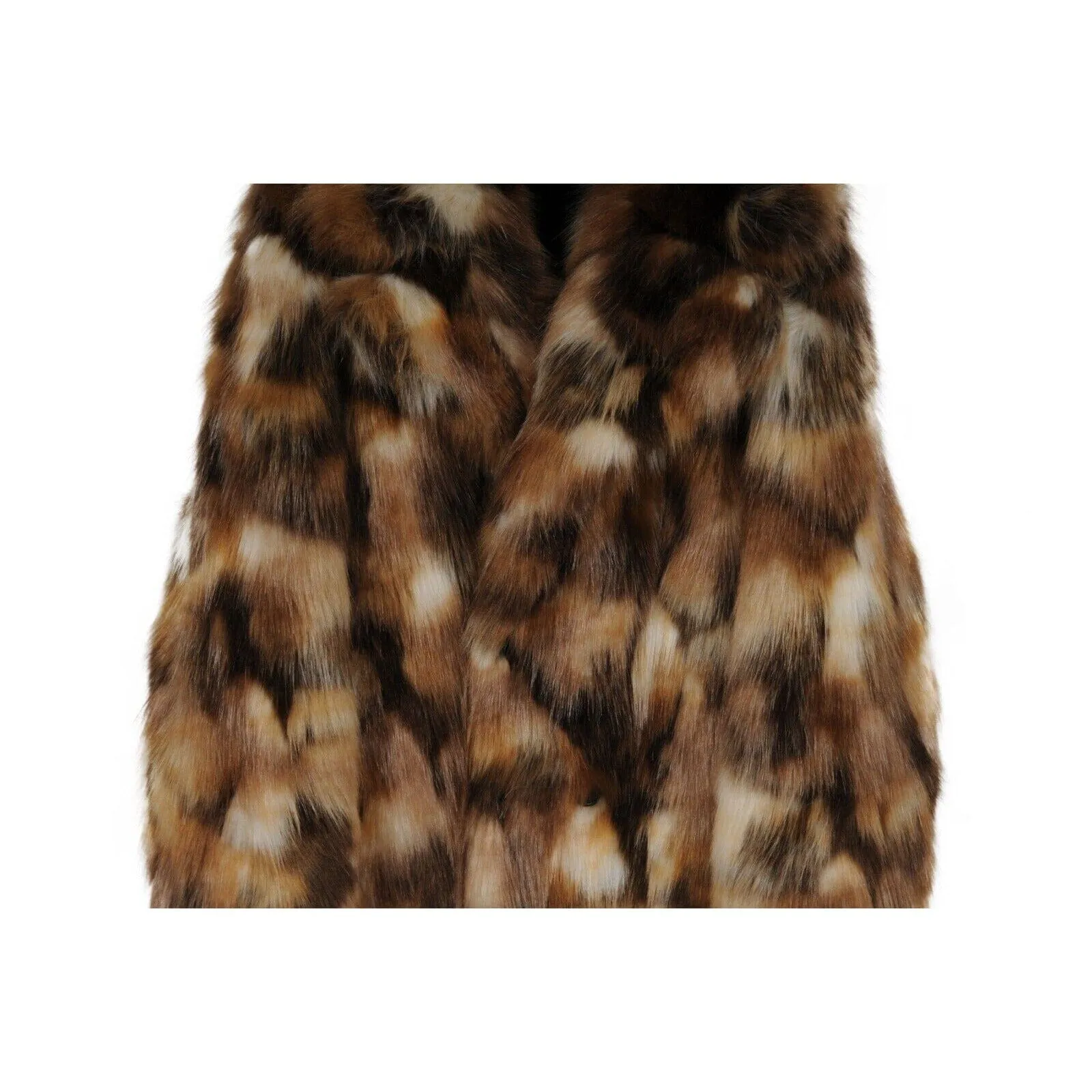 Men Double Breasted Faux Fur Coat Brown Tan Jacket Coat