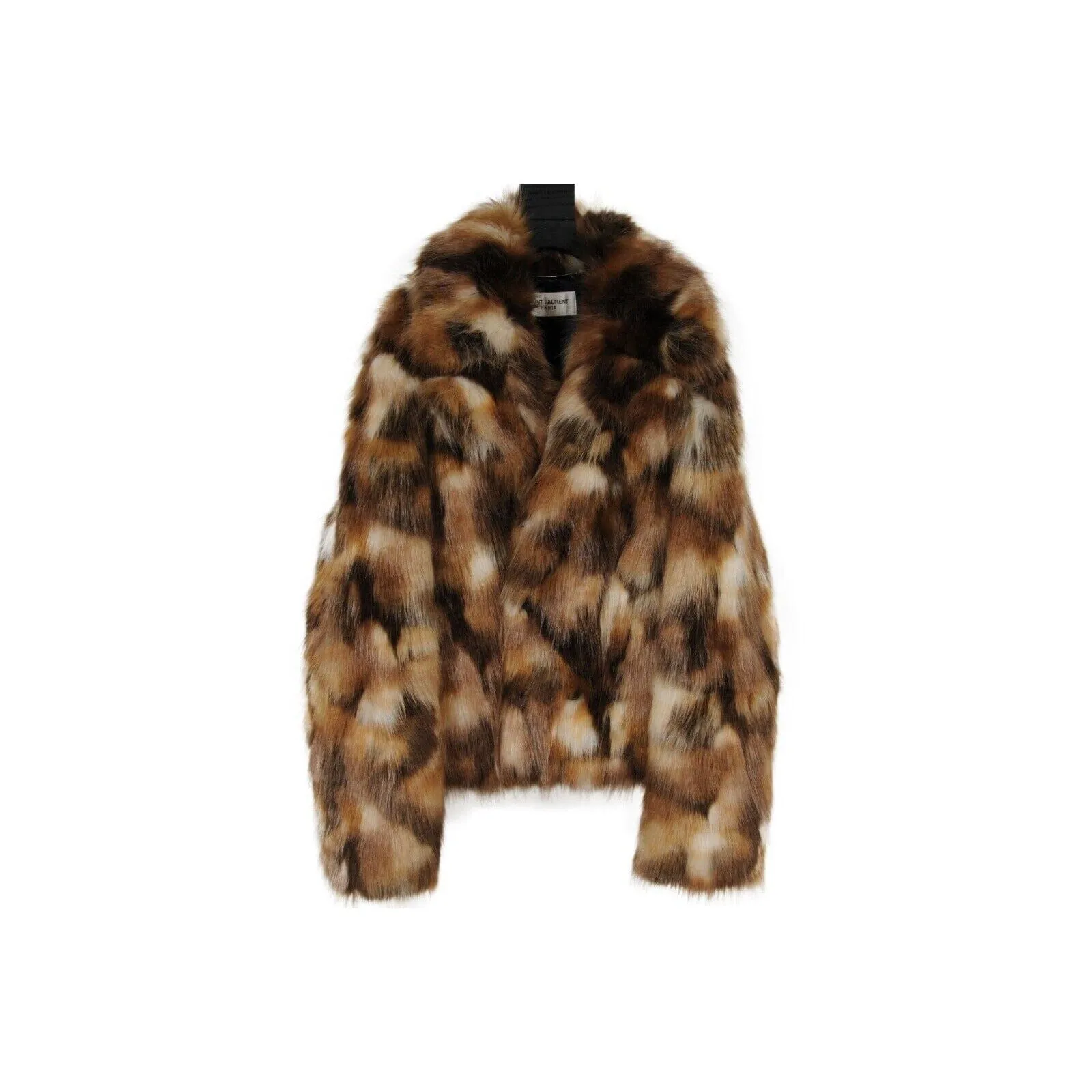 Men Double Breasted Faux Fur Coat Brown Tan Jacket Coat