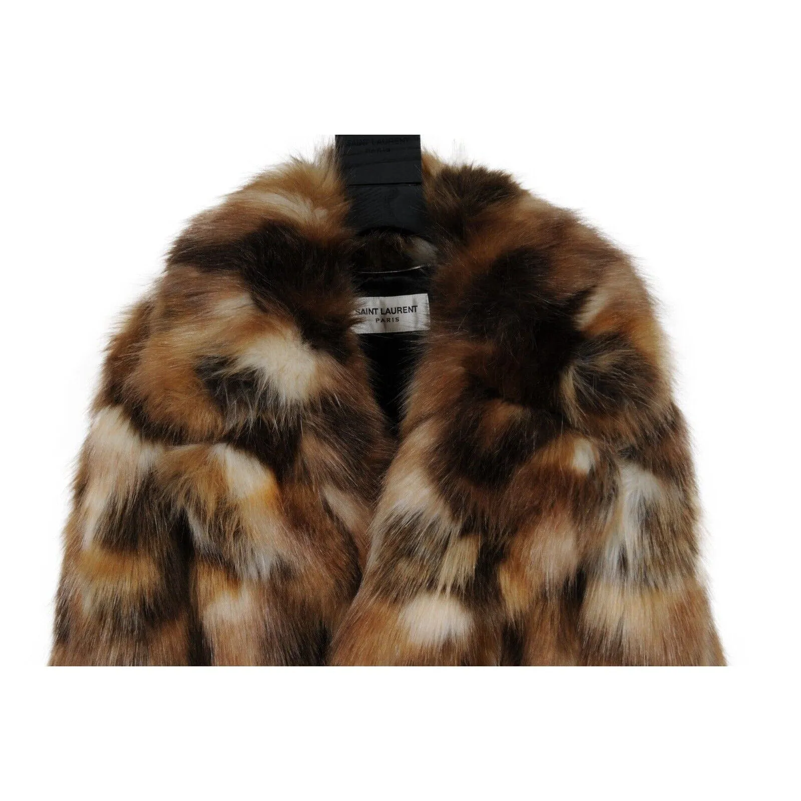 Men Double Breasted Faux Fur Coat Brown Tan Jacket Coat