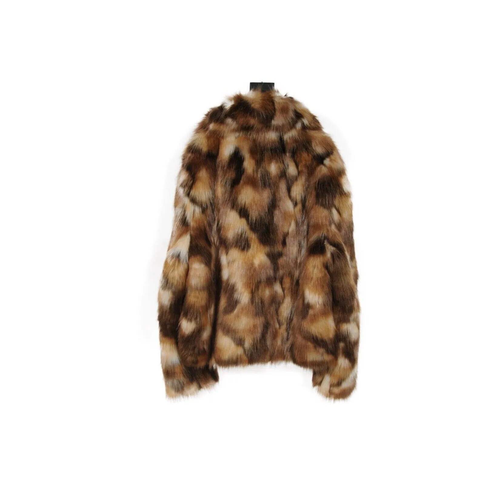 Men Double Breasted Faux Fur Coat Brown Tan Jacket Coat