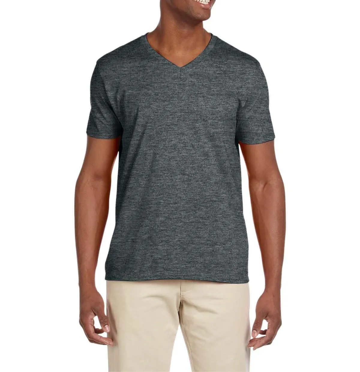 Men's Semi-Fitted V-Neck Short Sleeve Cotton Tee