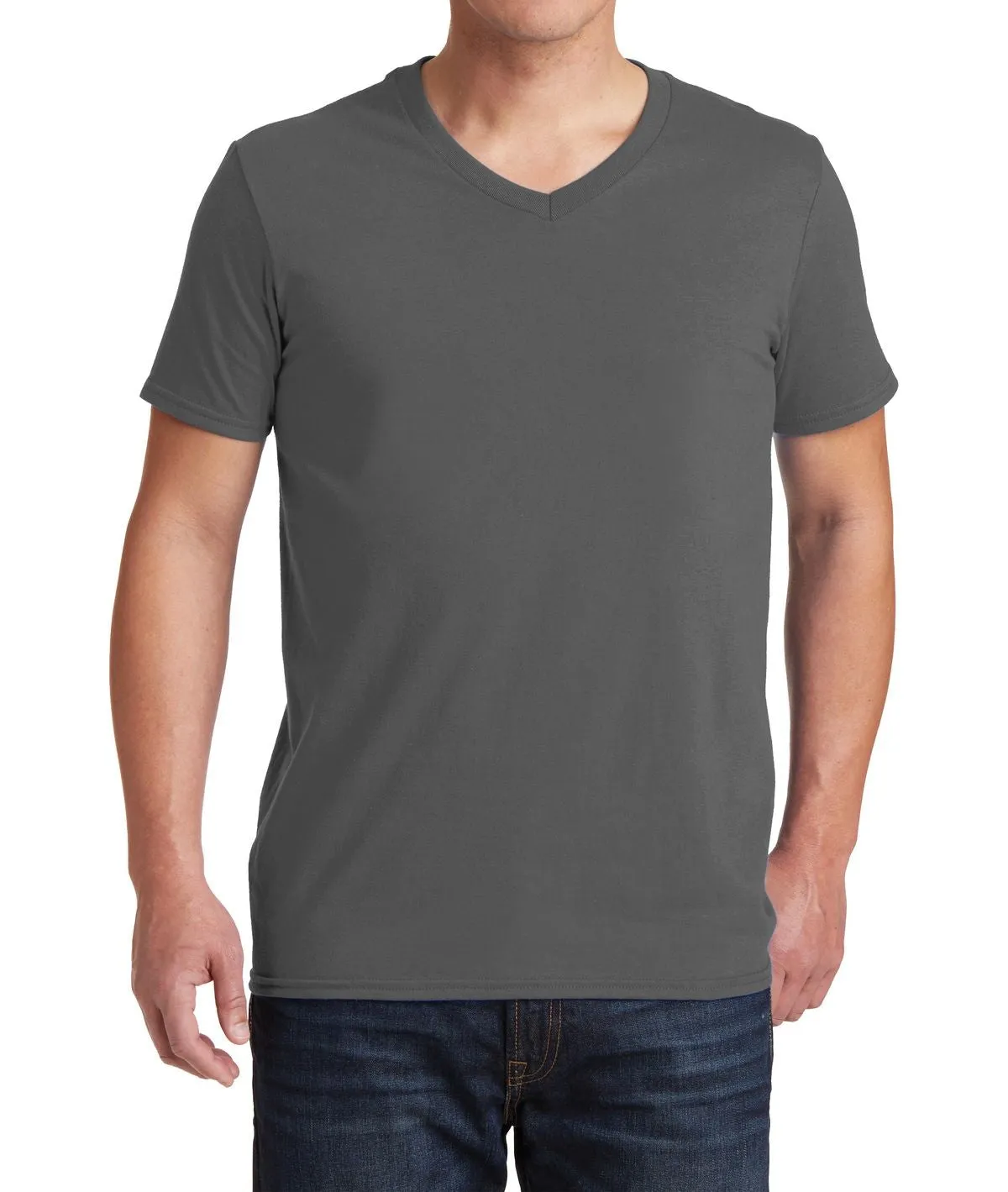 Men's Semi-Fitted V-Neck Short Sleeve Cotton Tee