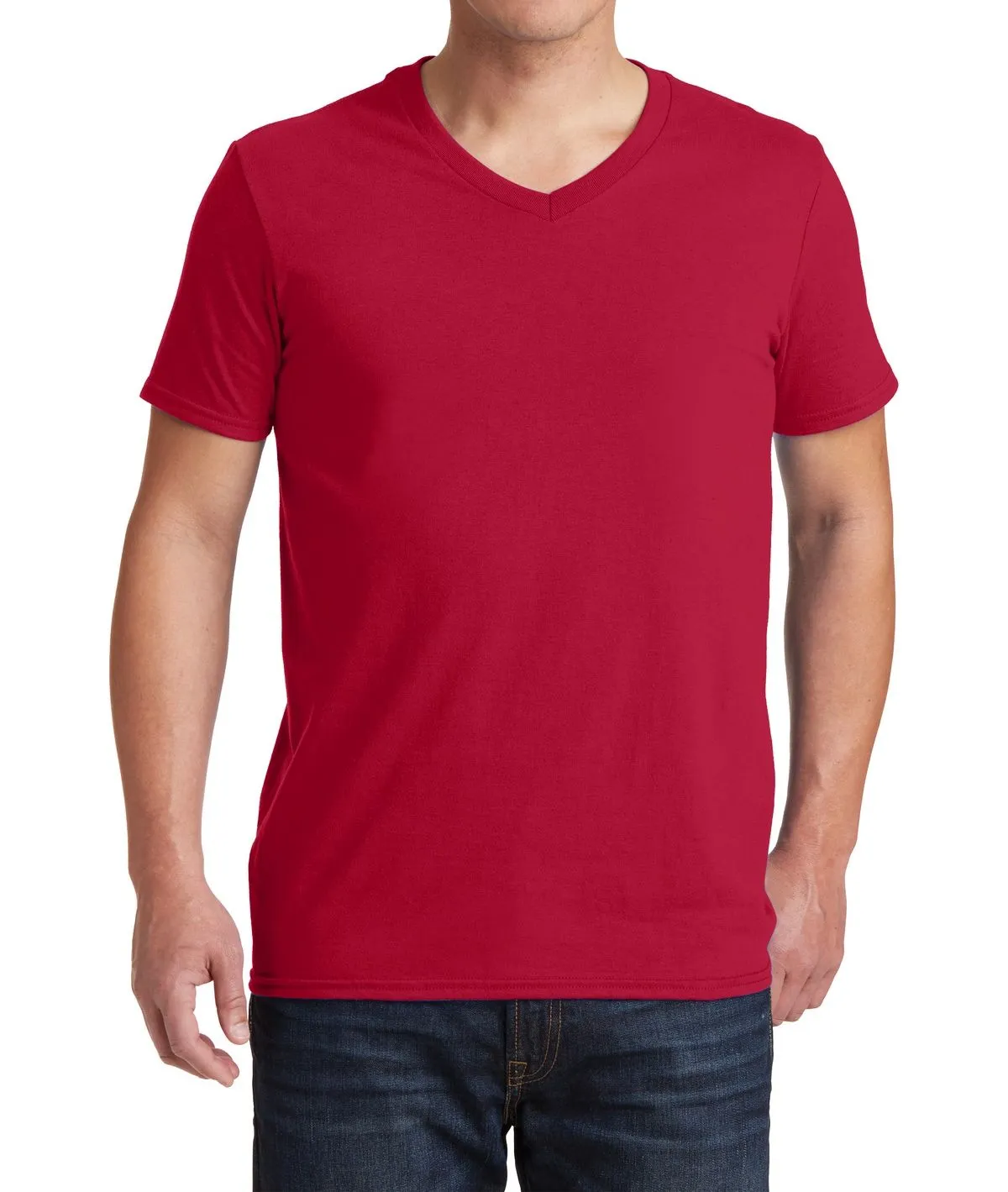 Men's Semi-Fitted V-Neck Short Sleeve Cotton Tee