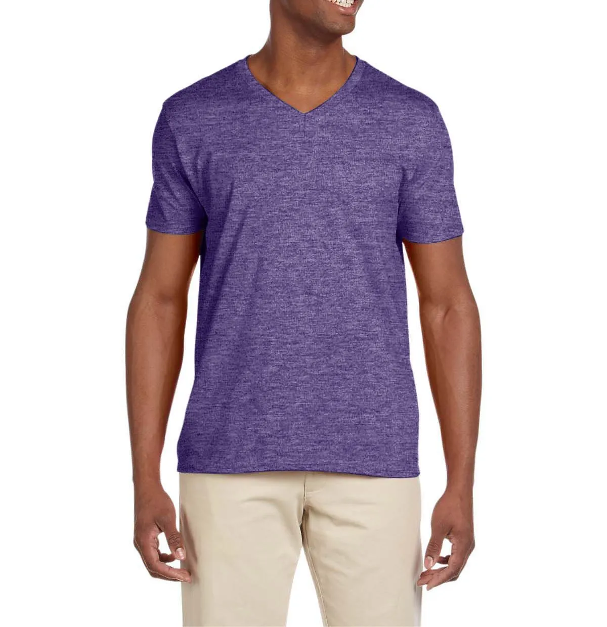 Men's Semi-Fitted V-Neck Short Sleeve Cotton Tee