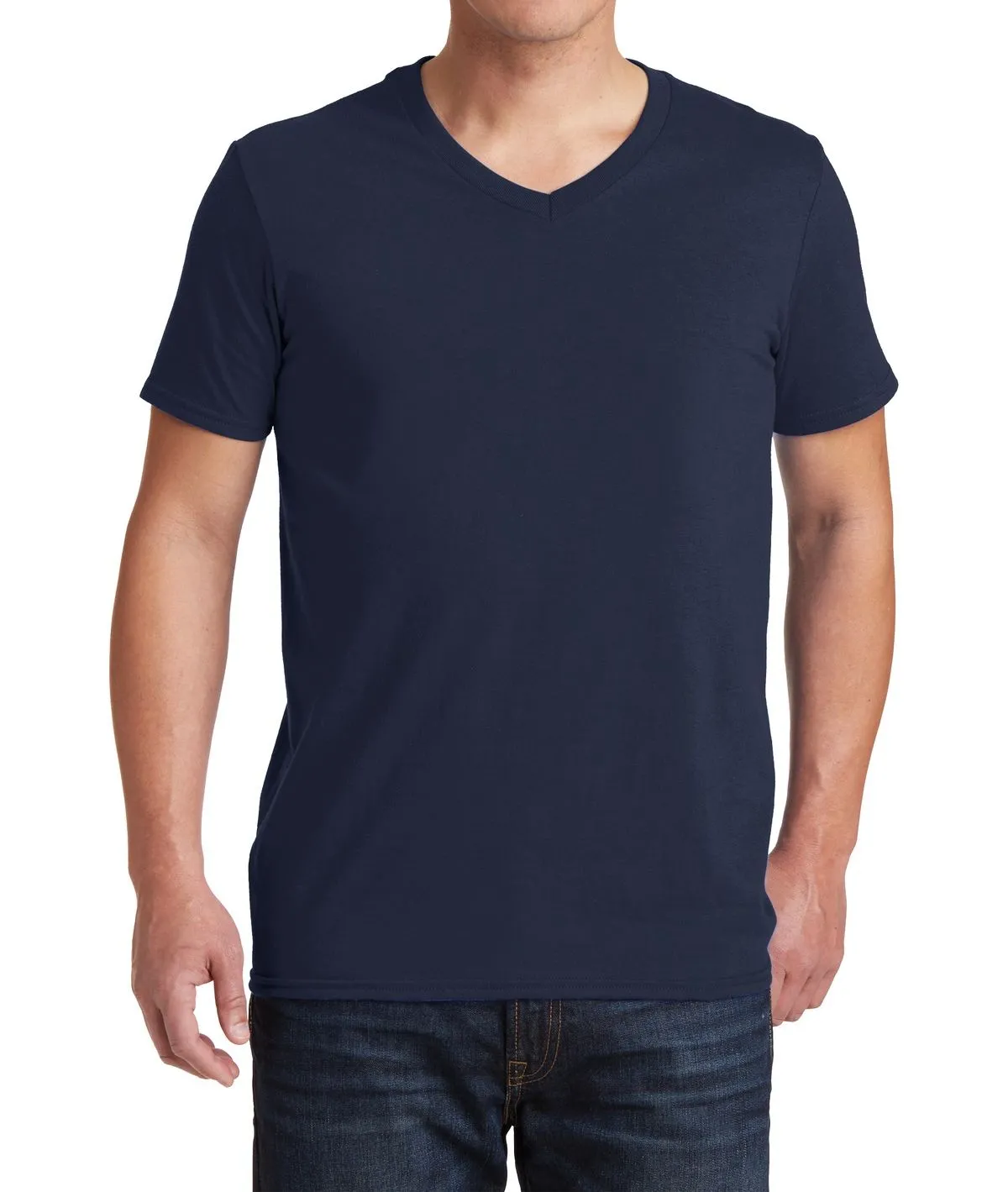 Men's Semi-Fitted V-Neck Short Sleeve Cotton Tee