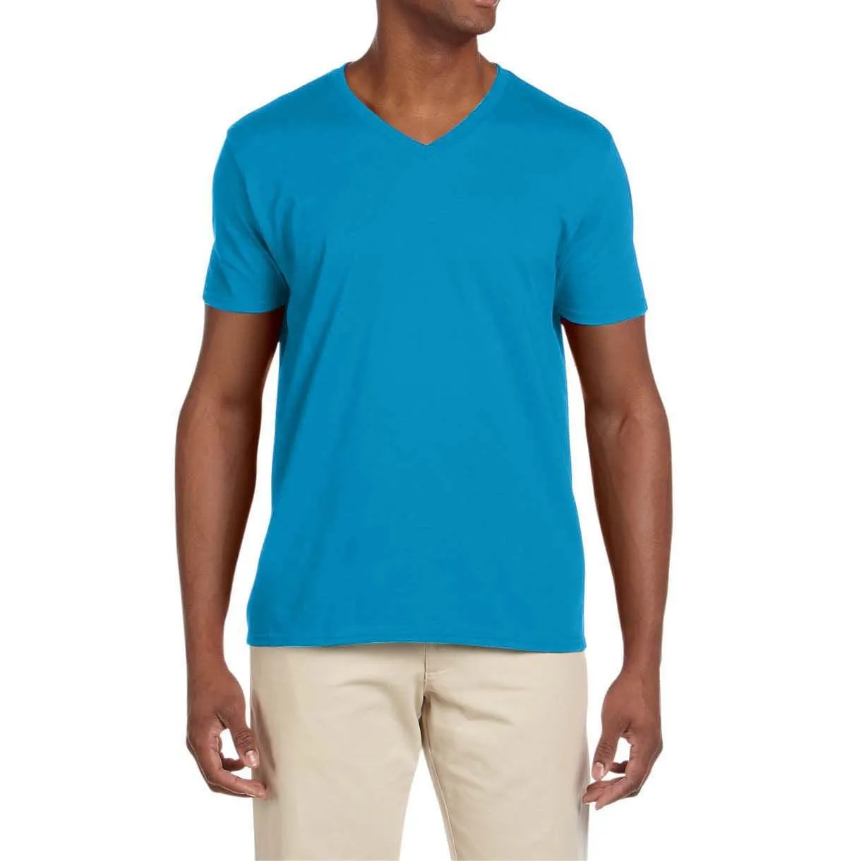 Men's Semi-Fitted V-Neck Short Sleeve Cotton Tee