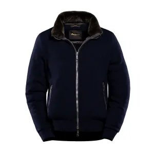 Moorer Navy 'Bellati' Wool & Cashmere Bomber Jacket