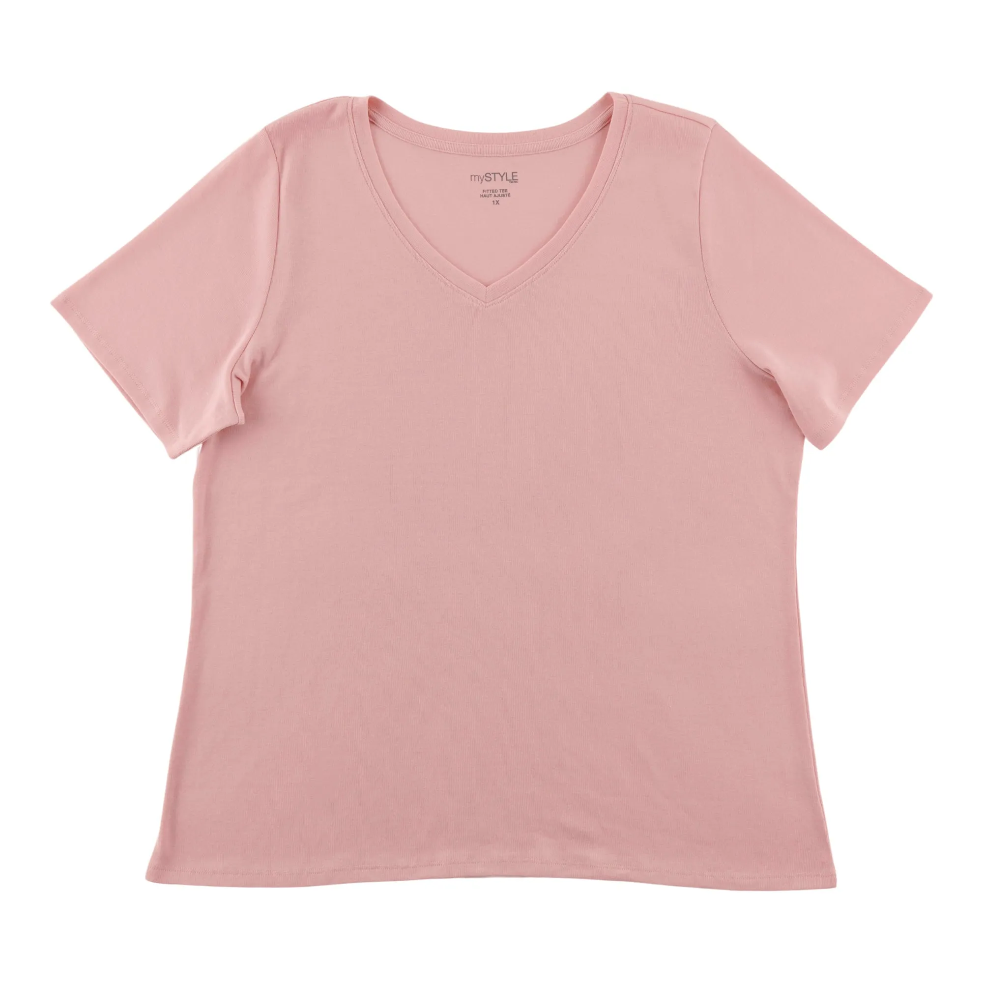 mySTYLE Women's Plus Fitted V-Neck Tee