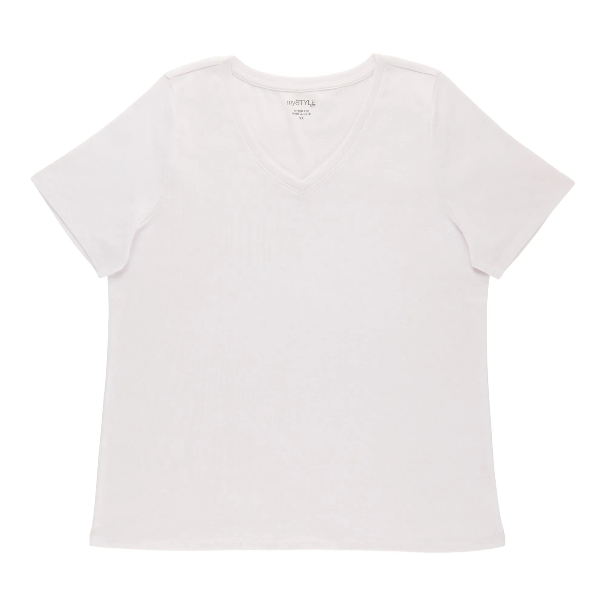 mySTYLE Women's Plus V-Neck Fitted Tee