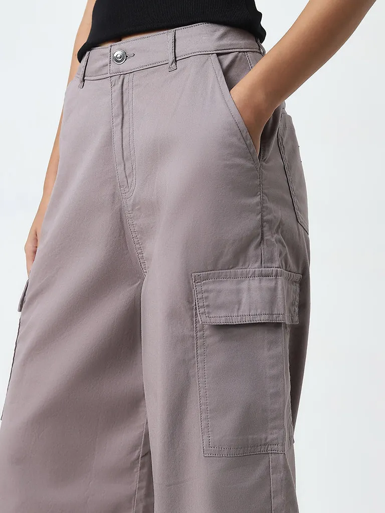 Nuon Taupe High-Rise Cargo Style Cotton Blend Pants