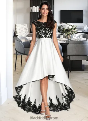 Olympia Ball-Gown/Princess Scoop Neck Asymmetrical Satin Wedding Dress BF2P0013728