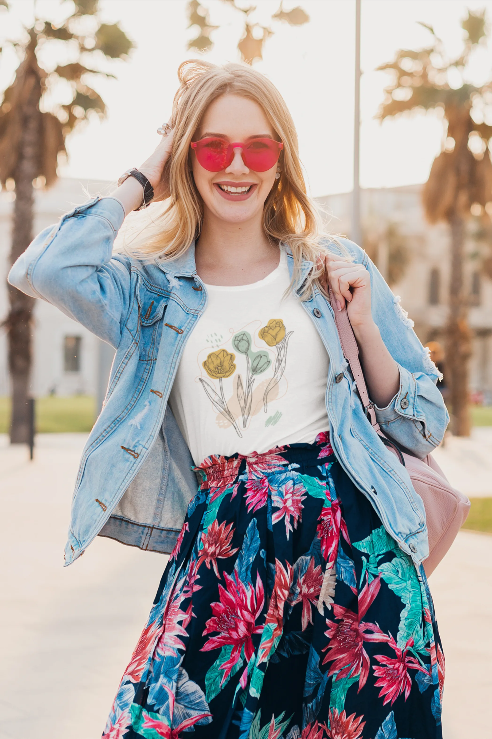 Organic Tulip Printed Scoop Neck T-shirt for women