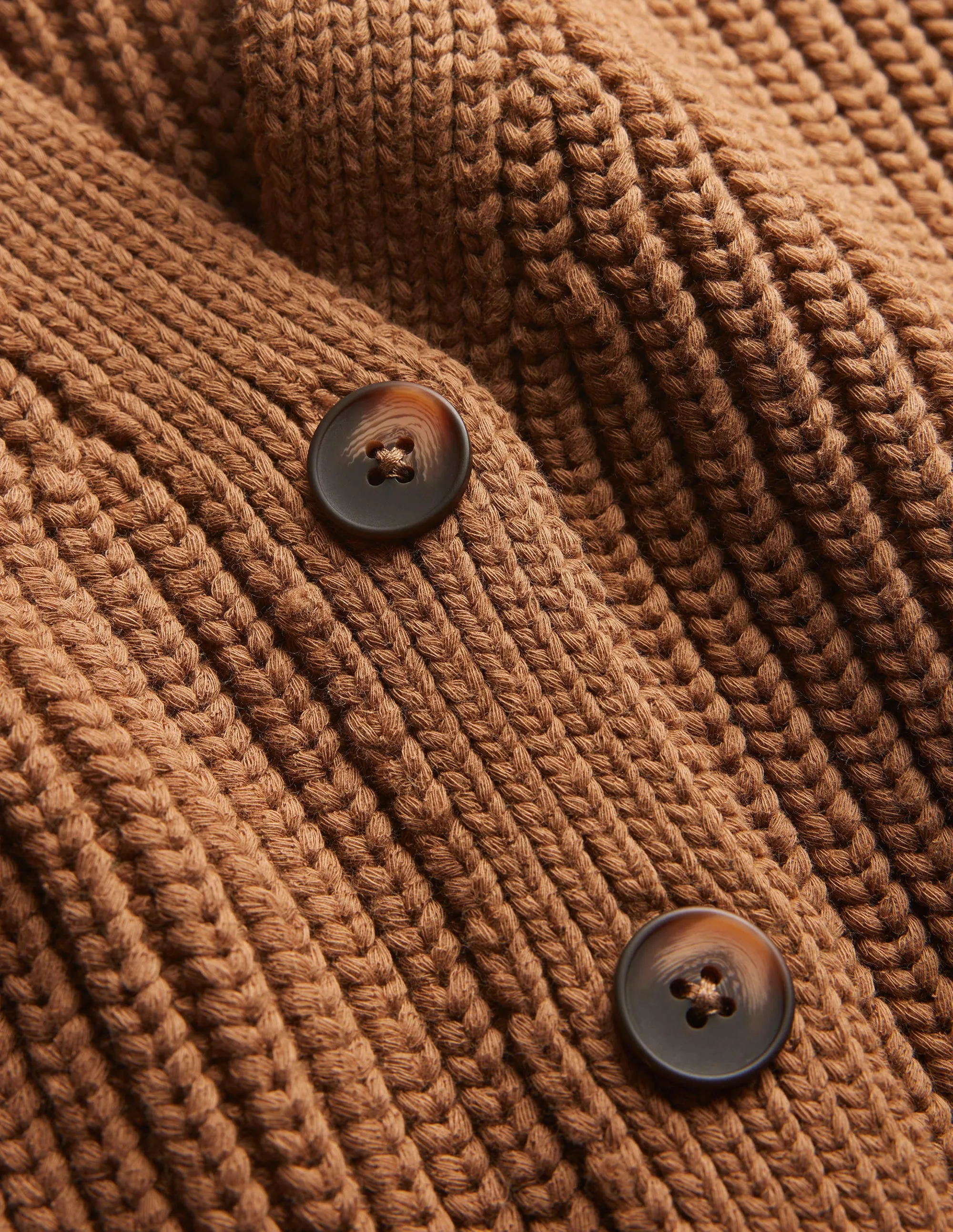 Oversized Ribbed Cardigan-Camel Melange