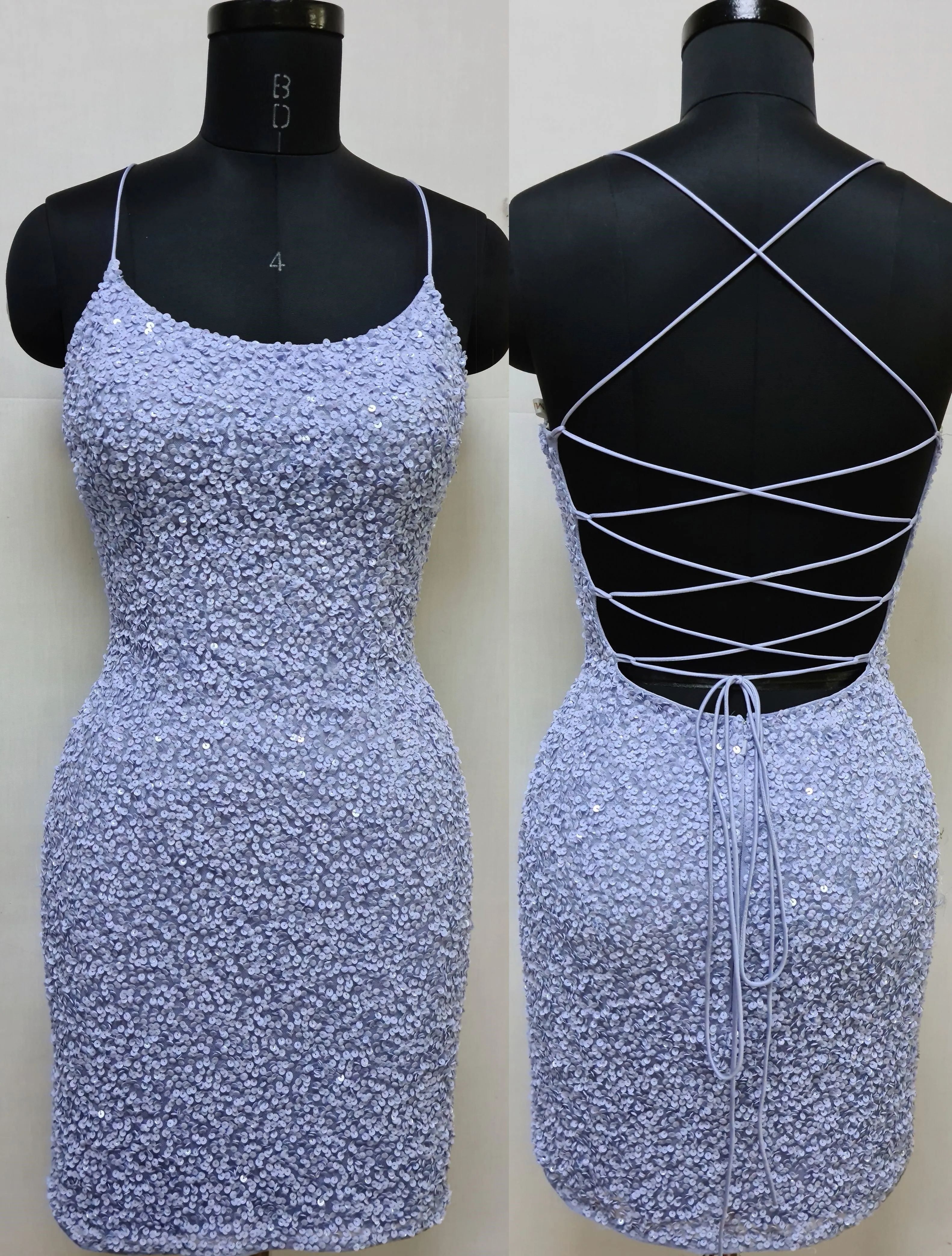 Primavera Couture 3351 Size 16 Black Cocktail Dress Short Fitted Sequin Backless Homecoming Dress