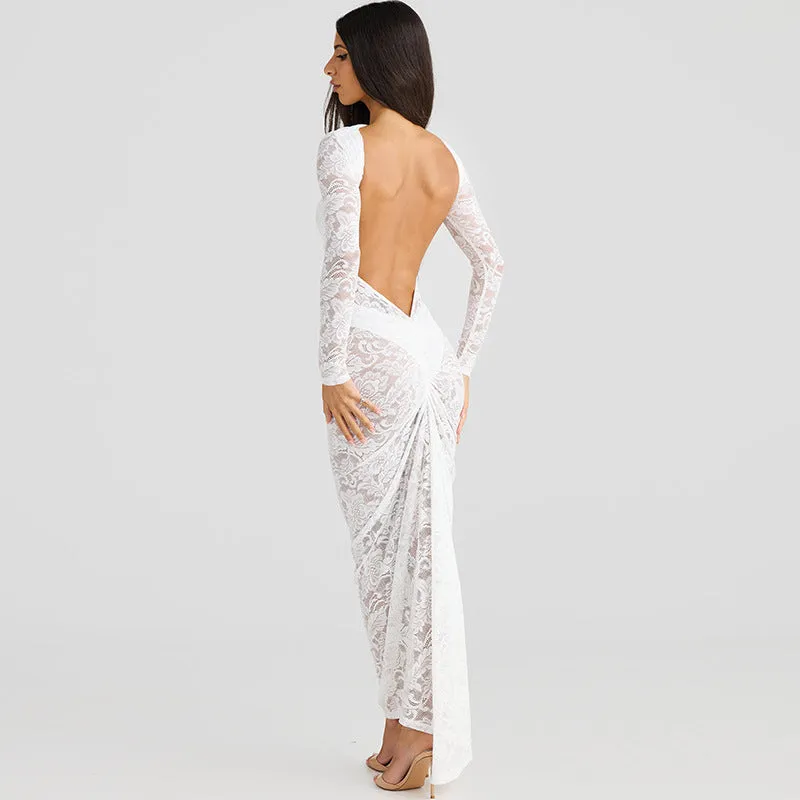 Stella Lace Backless Sexy Maxi Dress