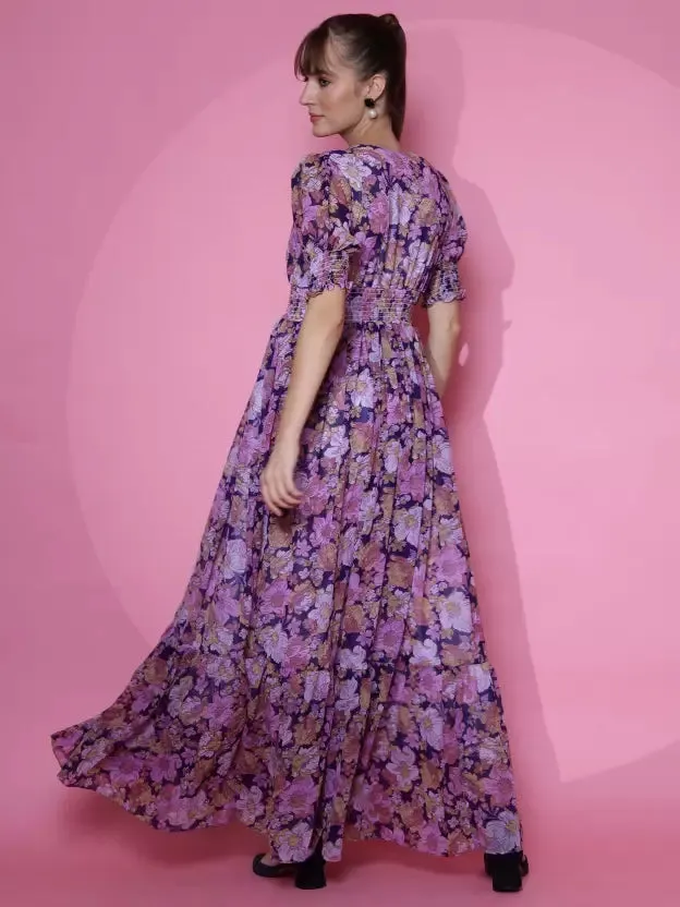 Stunning Purple Floral Maxi Dress