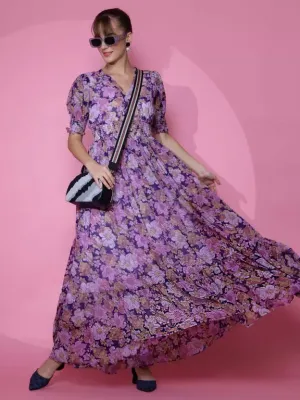 Stunning Purple Floral Maxi Dress