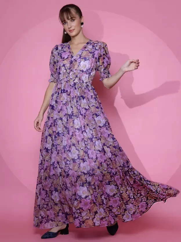 Stunning Purple Floral Maxi Dress