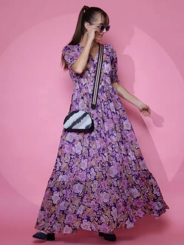 Stunning Purple Floral Maxi Dress