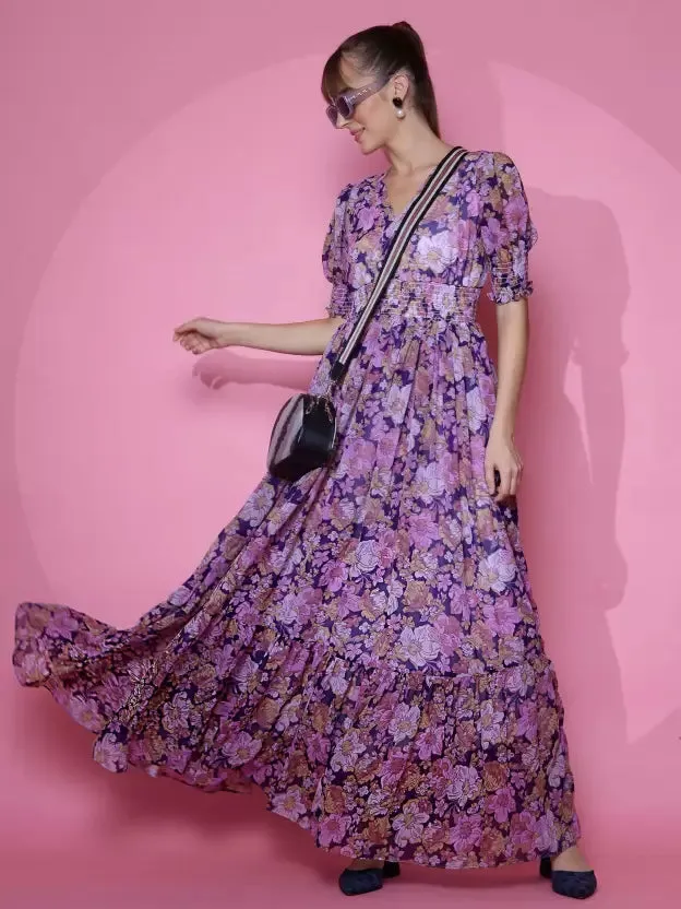Stunning Purple Floral Maxi Dress