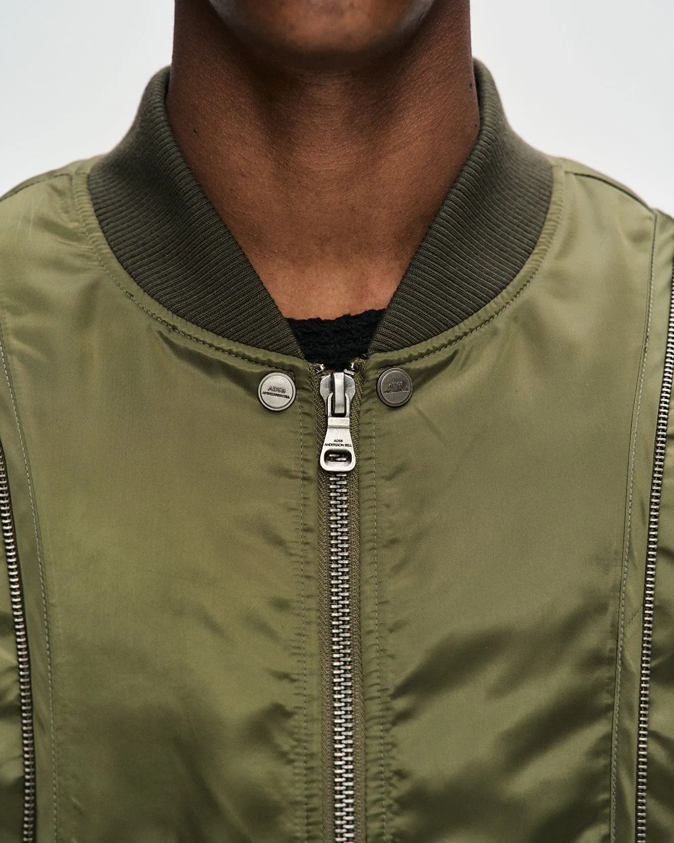 UNISEX MESH SLEEVE BOMBER JACKET awa626u(KHAKI)