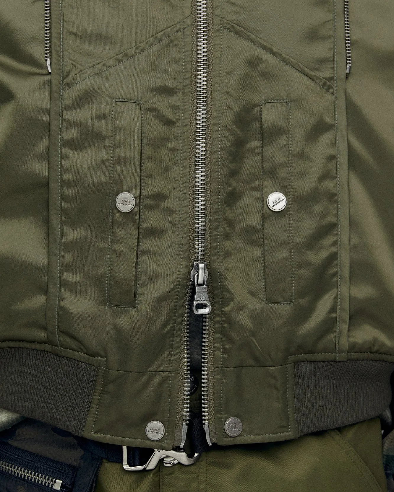 UNISEX MESH SLEEVE BOMBER JACKET awa626u(KHAKI)