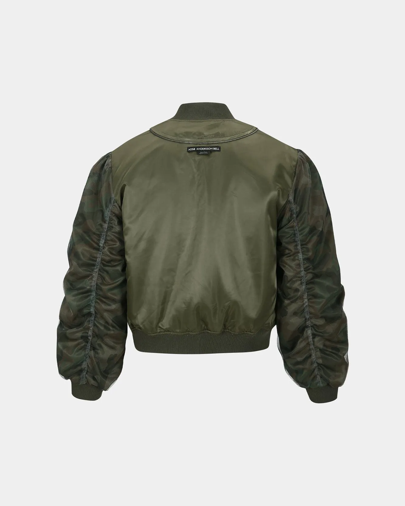 UNISEX MESH SLEEVE BOMBER JACKET awa626u(KHAKI)