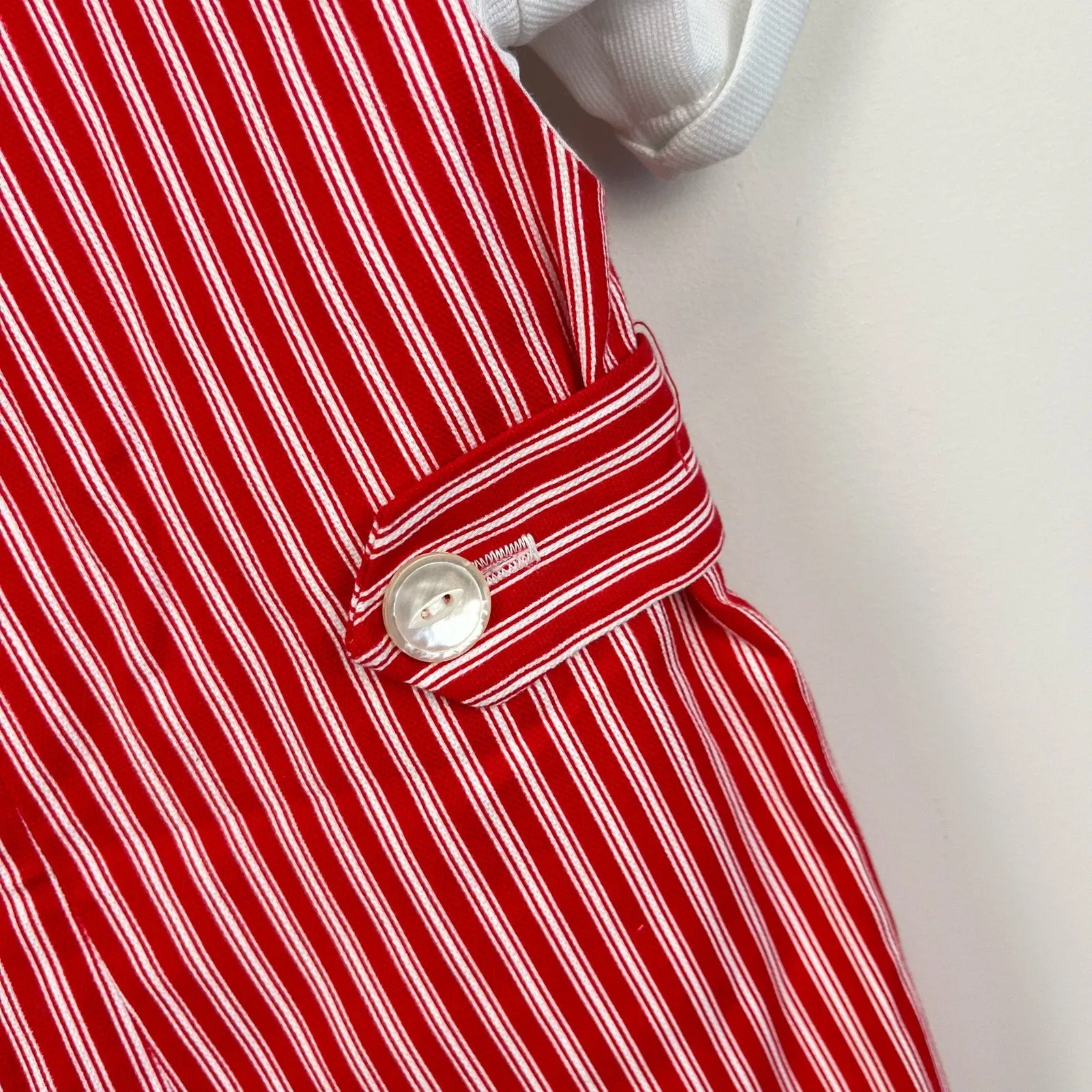 Vintage Saks Fifth Avenue Red Striped Shortall Romper Set 4T