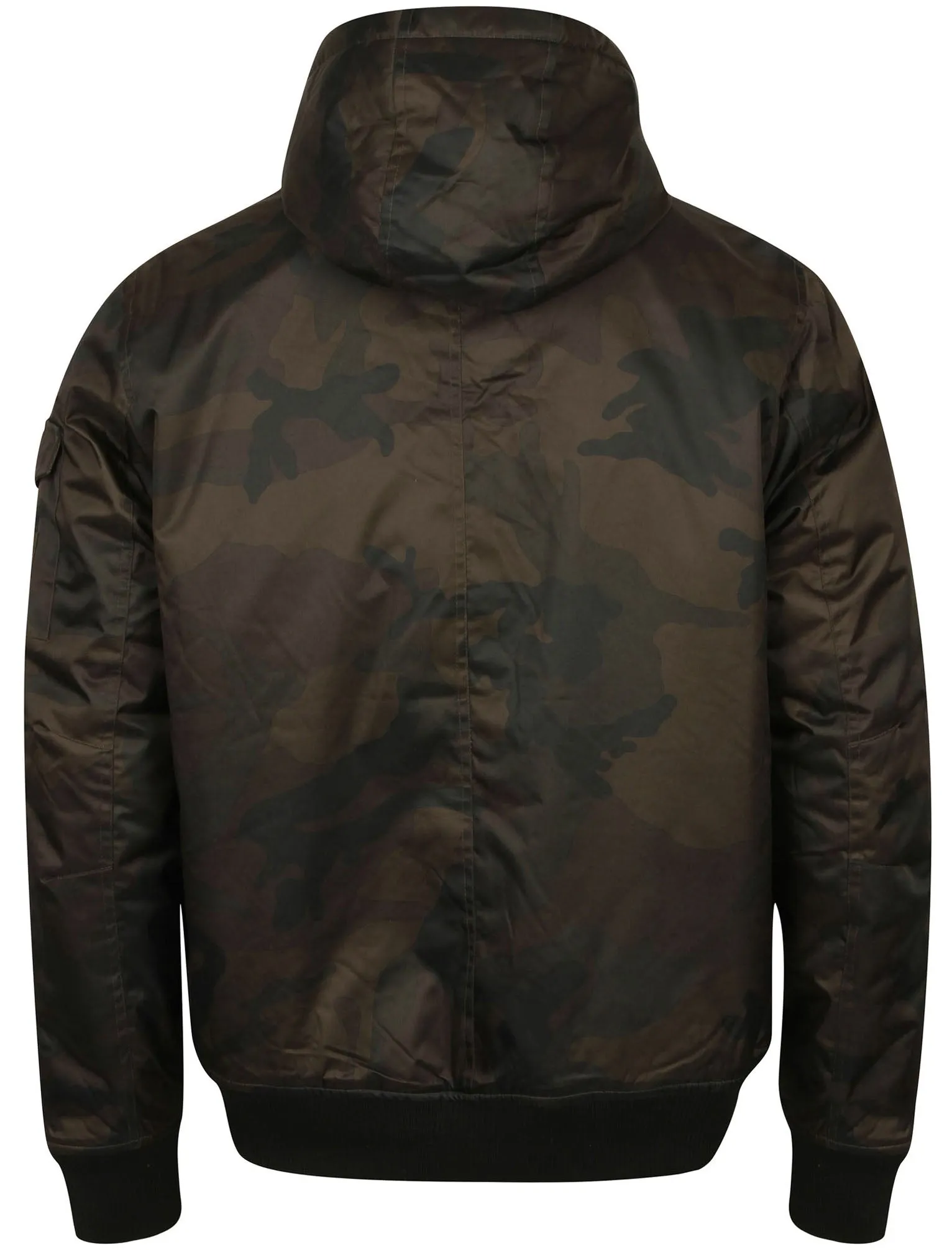 Whitman Camo Print Bomber Jacket with Hood in Khaki - Dissident