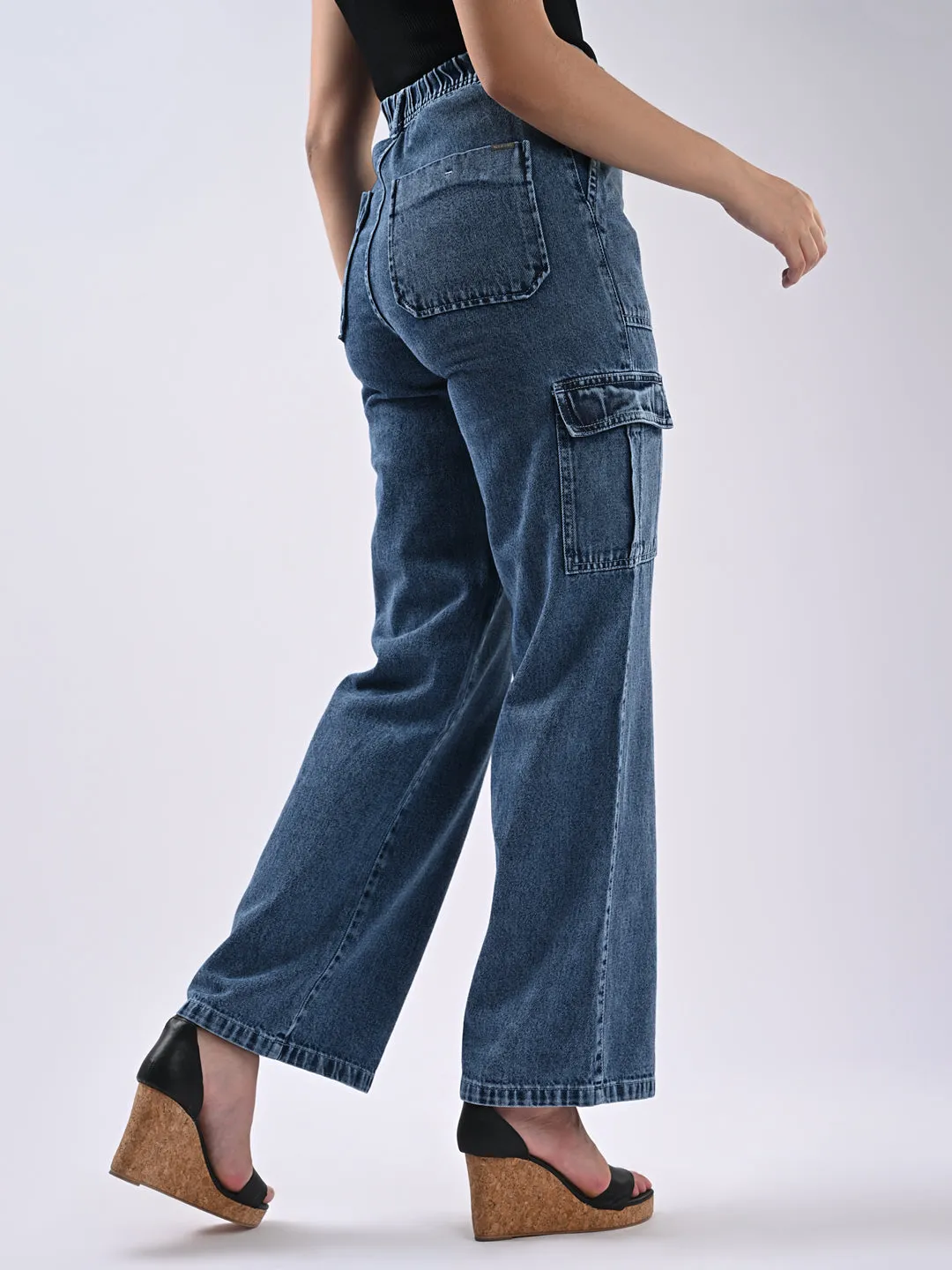 Women High Rise Loose Fit Cargo