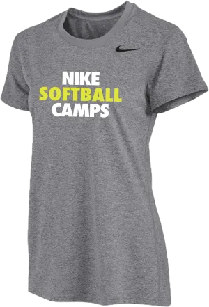 Womens Nike Softball Camps Short Sleeve Dri-Fit Tee - Carbon Heather