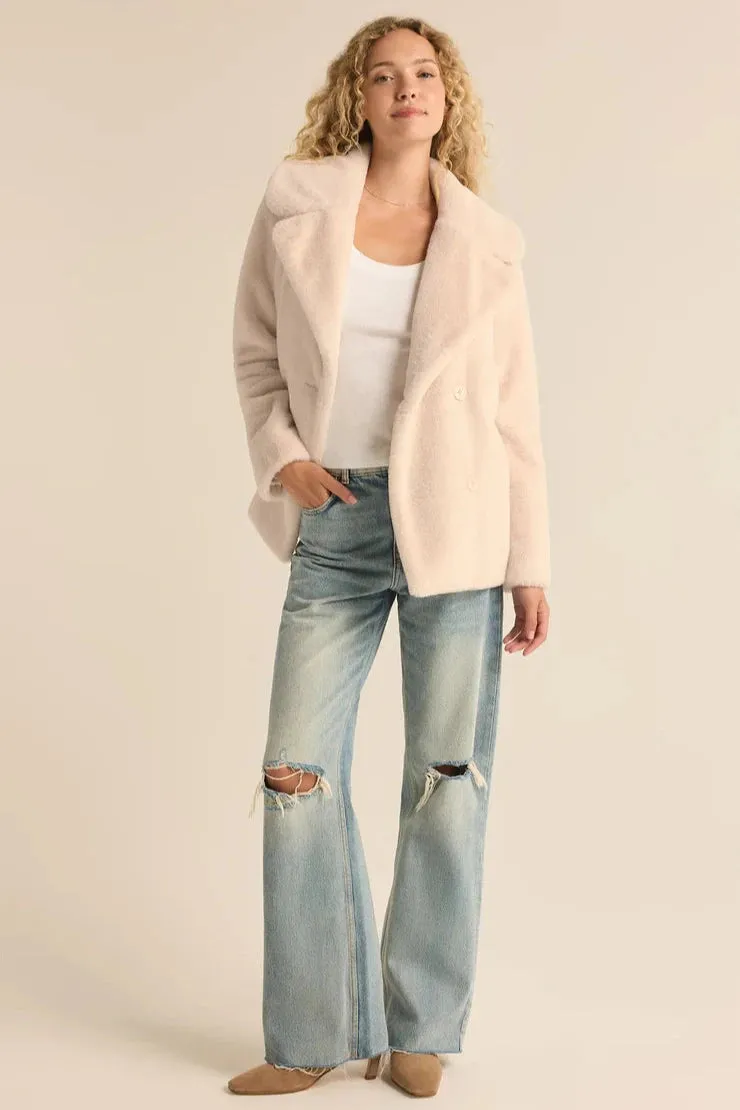 Z Supply Gem Double Breasted Faux Fur Coat