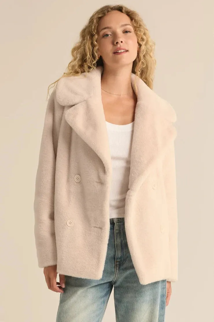 Z Supply Gem Double Breasted Faux Fur Coat