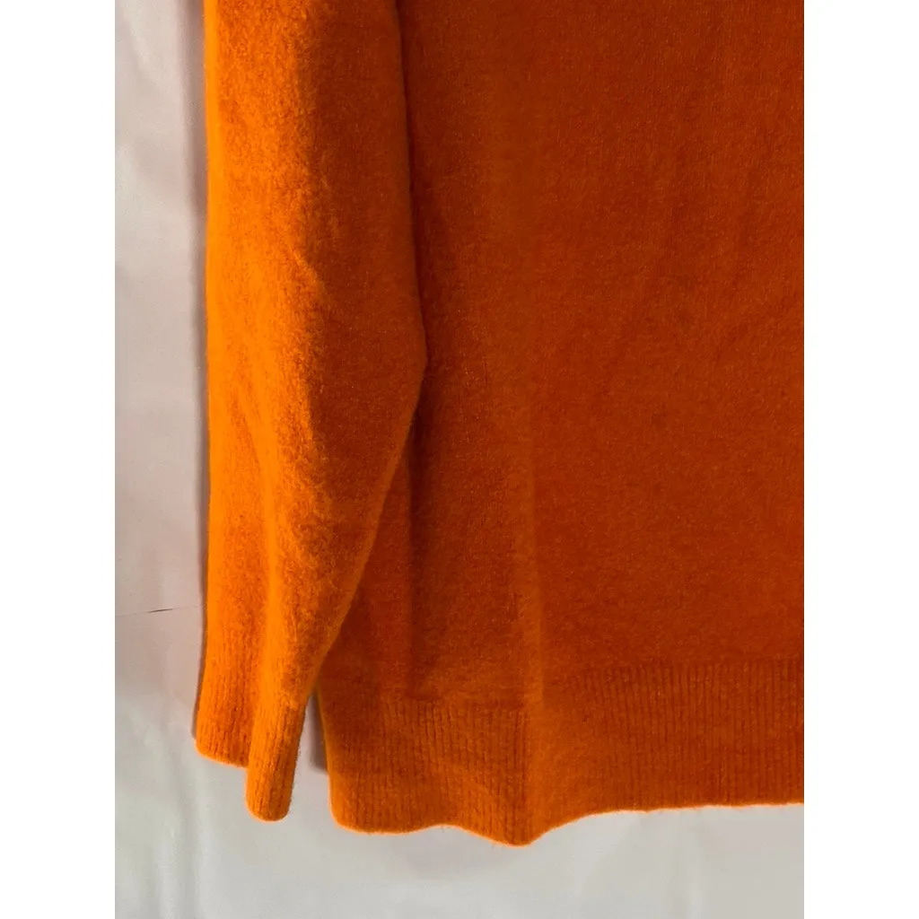 ZARA Women's Orange Solid Knit Crewneck Oversized Sweater SZ S