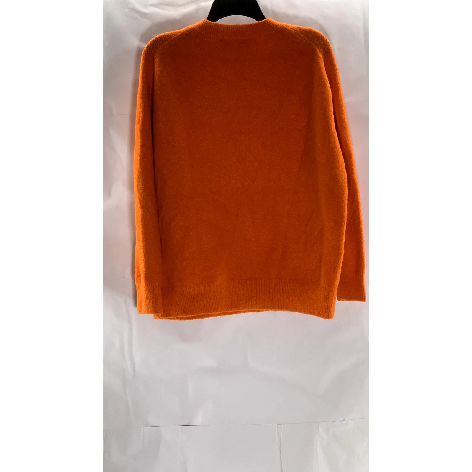 ZARA Women's Orange Solid Knit Crewneck Oversized Sweater SZ S