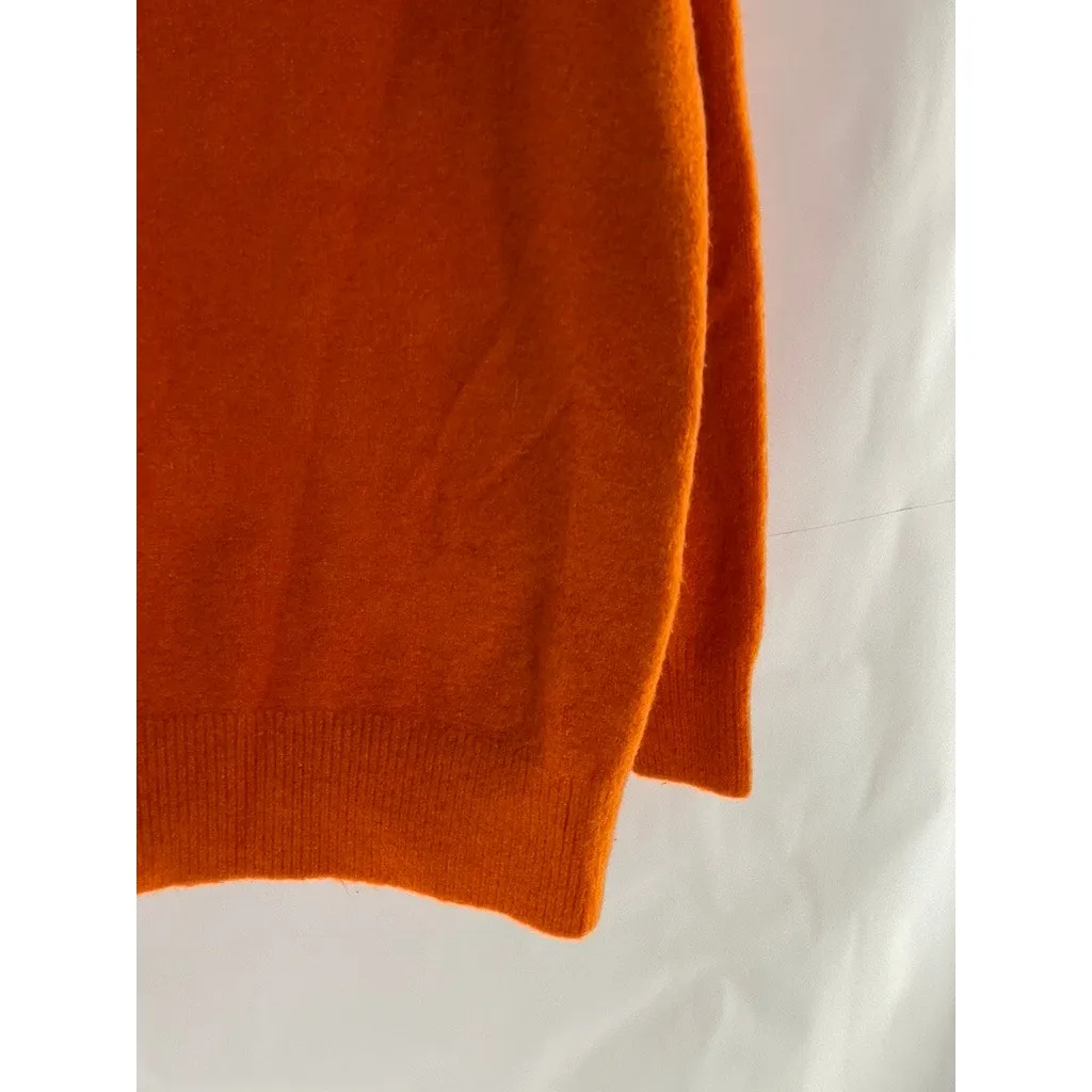 ZARA Women's Orange Solid Knit Crewneck Oversized Sweater SZ S