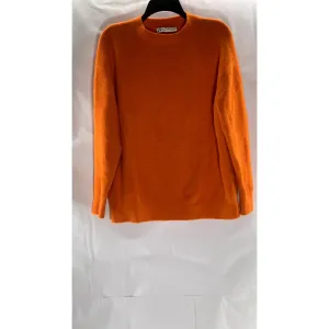 ZARA Women's Orange Solid Knit Crewneck Oversized Sweater SZ S